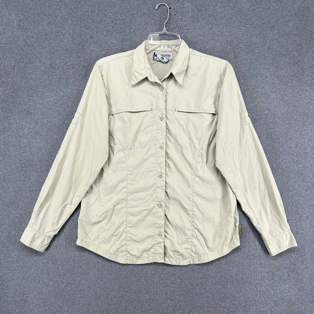 Columbia Titanium Shirt Womens Medium Beige Hiking Vented Long Sleeve Outdoor